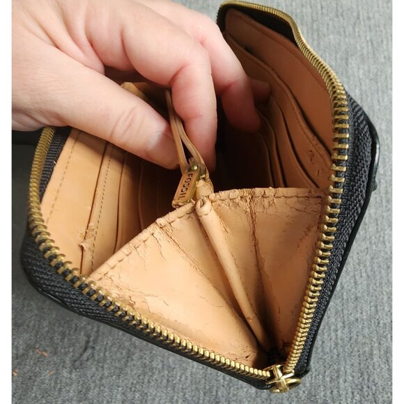 VTG Large Fossil 75082 Black Pebbled Leather Classic Style Handbag W Free Wallet - Picture 11 of 15